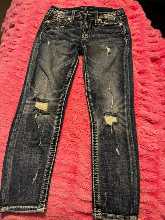 Miss Me Denim - Miss Me Distressed Dark Blue Skinny Jeans